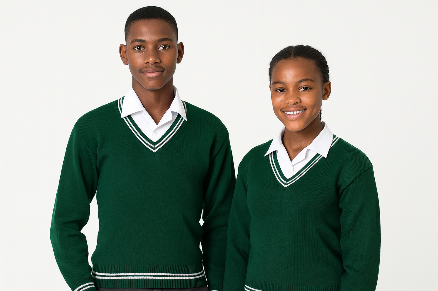 Green Sweater with White Trim - Unisex Appeal