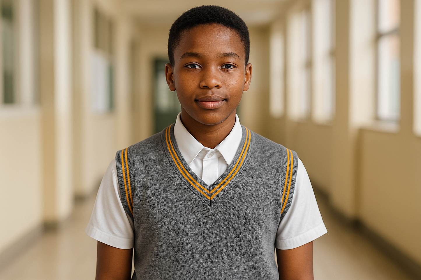 Young student size 32-38 wearing pullover