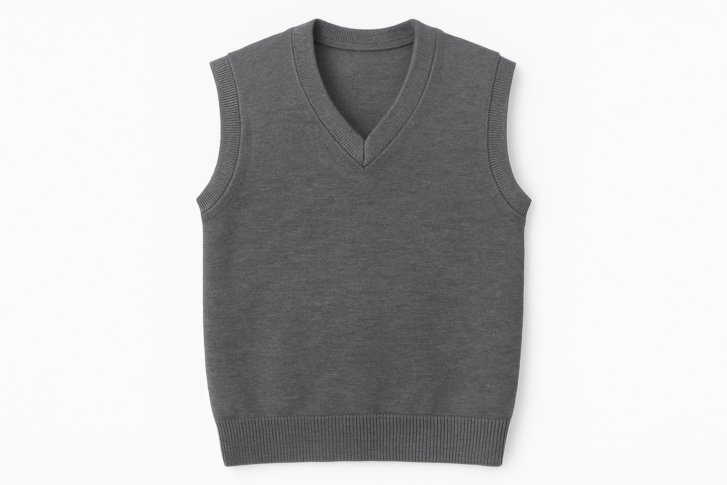 Product mockup of plain gray sleeveless sweater