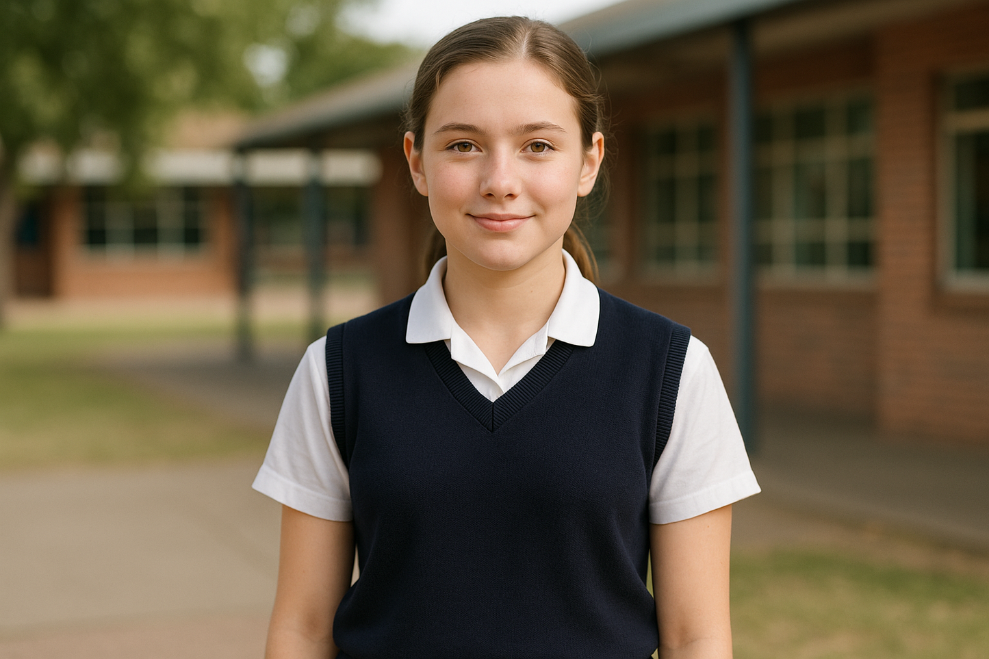 South African Student in Plain Navy School Sweater