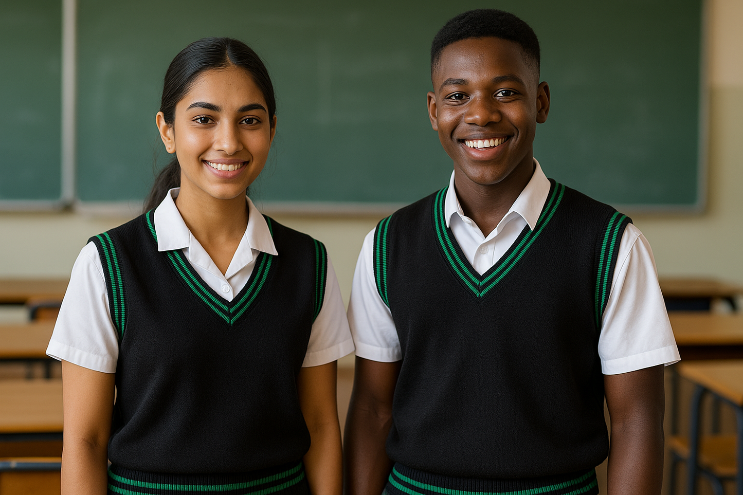 Male and Female Students in School Uniform Sweaters