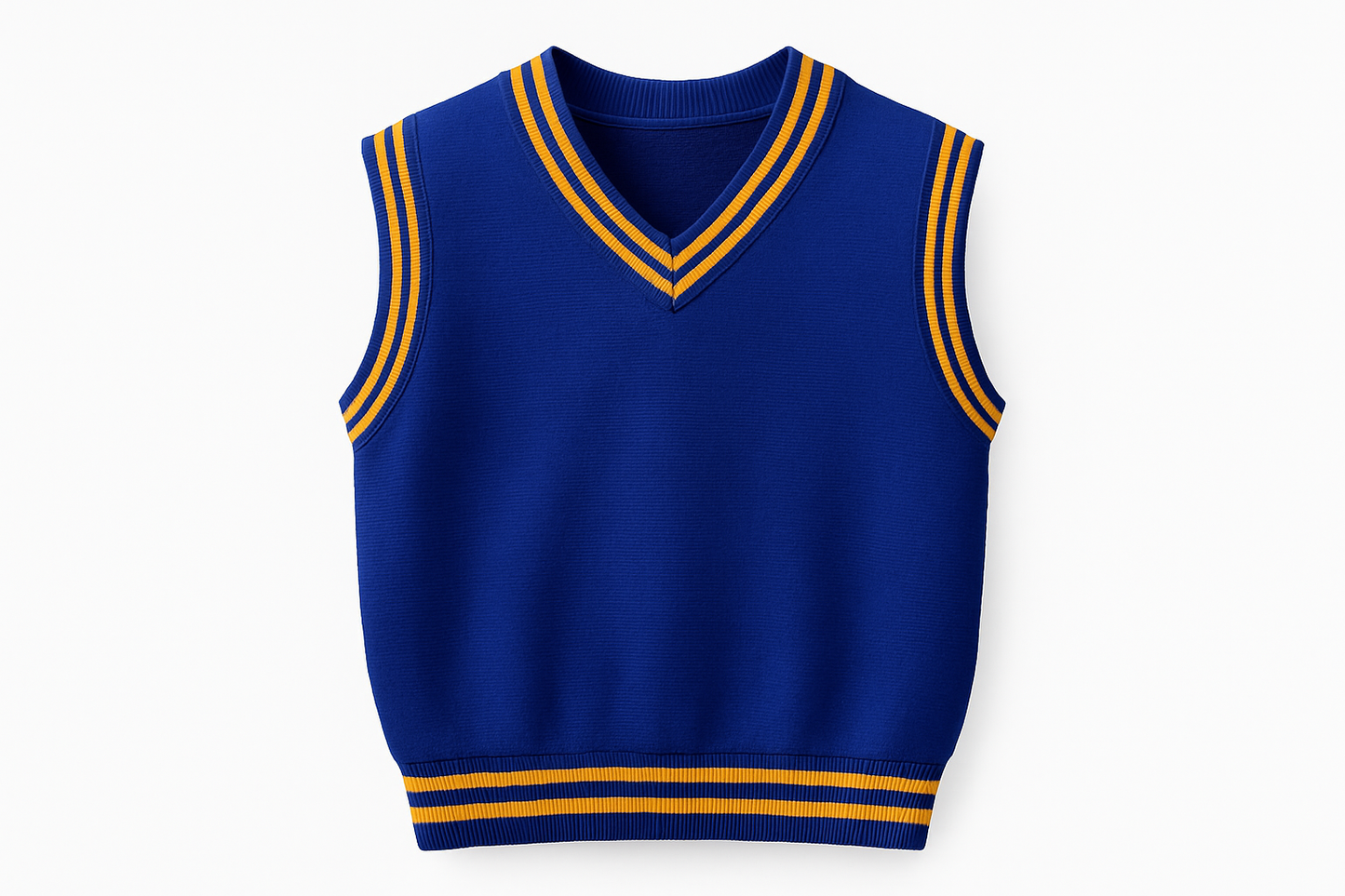 Royal blue sweater product mockup with perfect gold trims