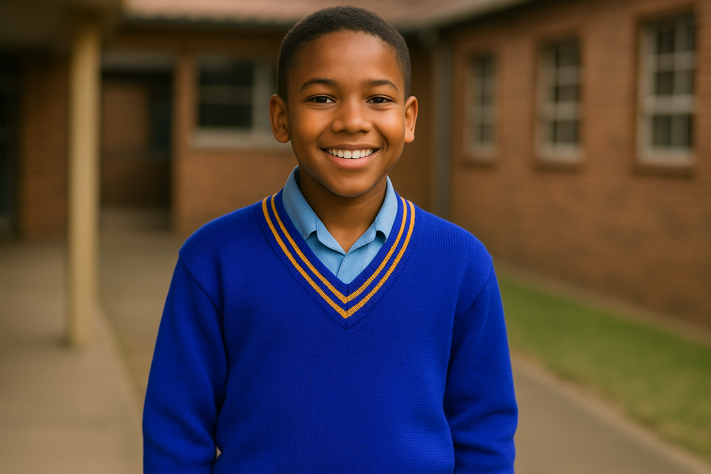 Young student (size 22-28) wearing the sweater