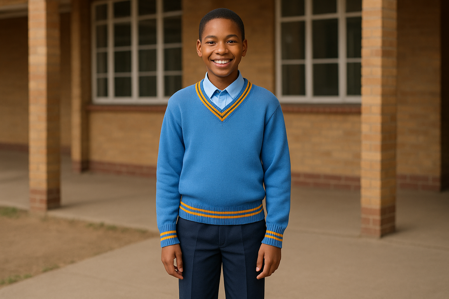 Young student with correct gold trim