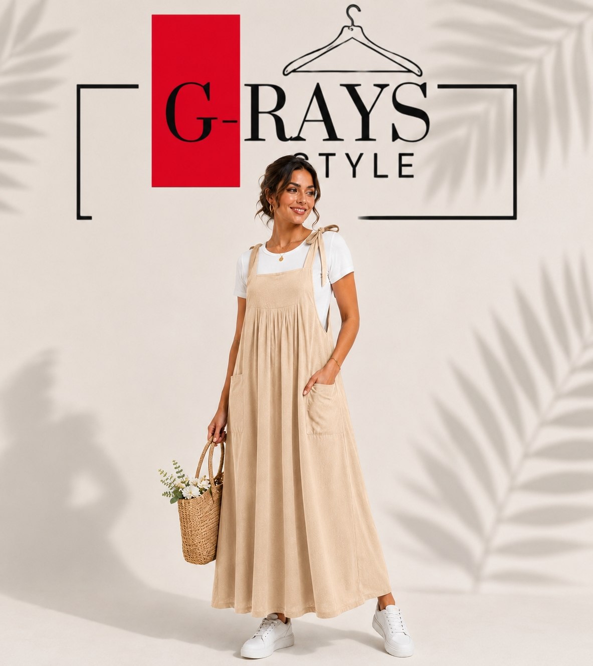 Women’s Sleeveless Pleated Maxi Pinafore Dress