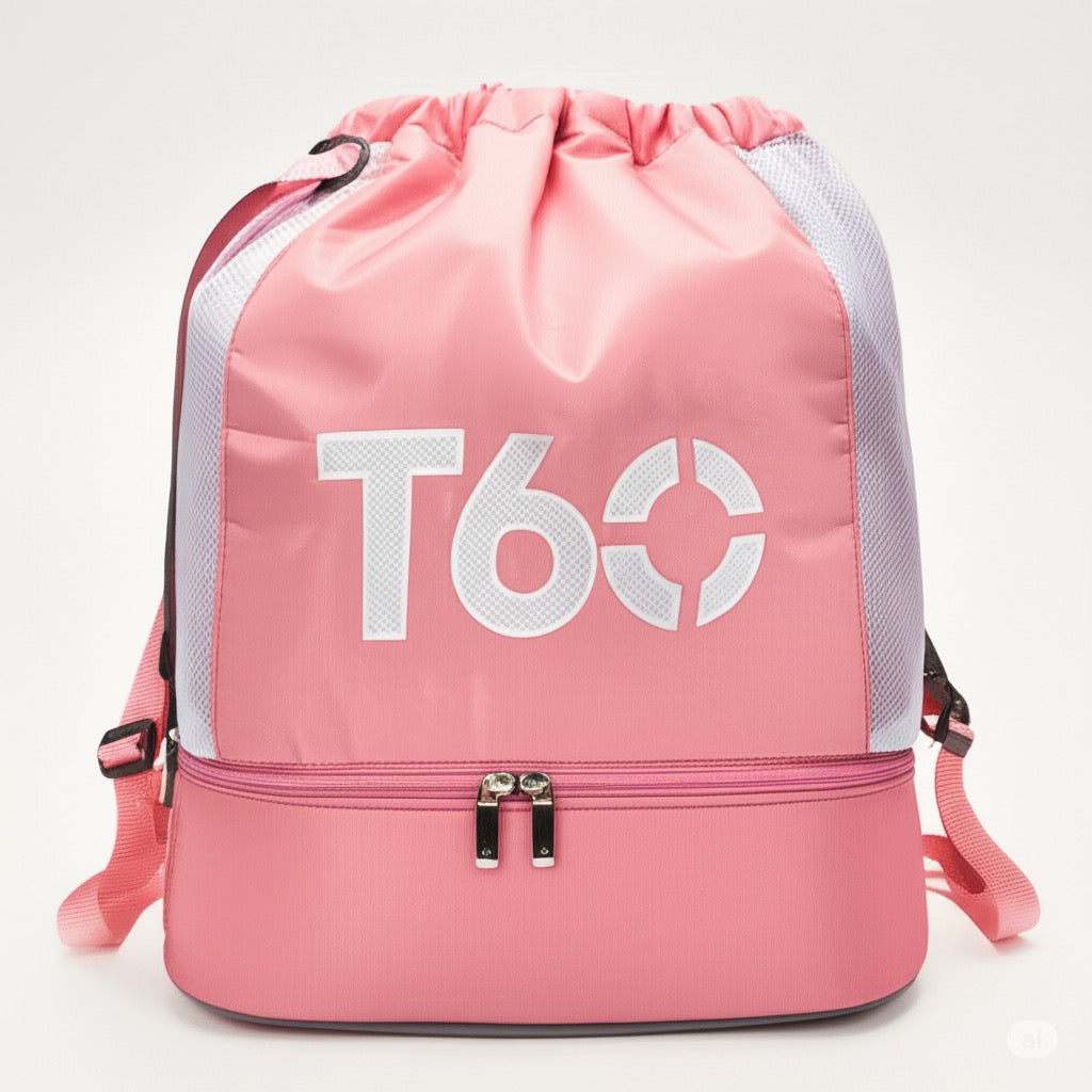 T60 Drawstring Backpack with Dual Compartments – Multiple Colors Available