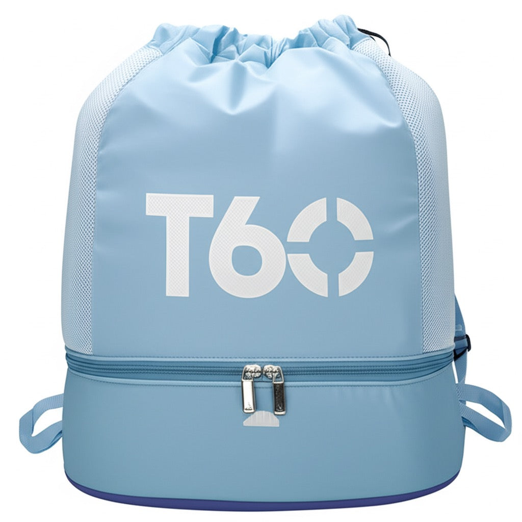 T60 Drawstring Backpack with Dual Compartments – Multiple Colors Available