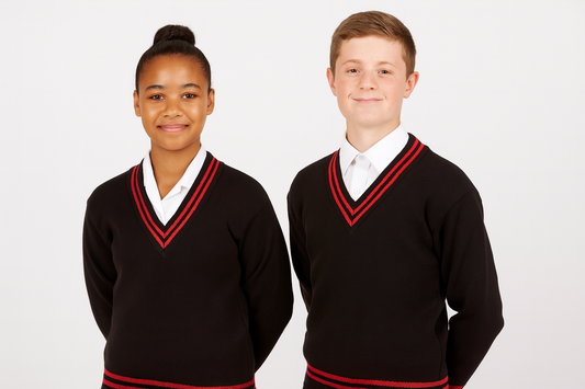 Black Sweater with Red Trim - Unisex Appeal