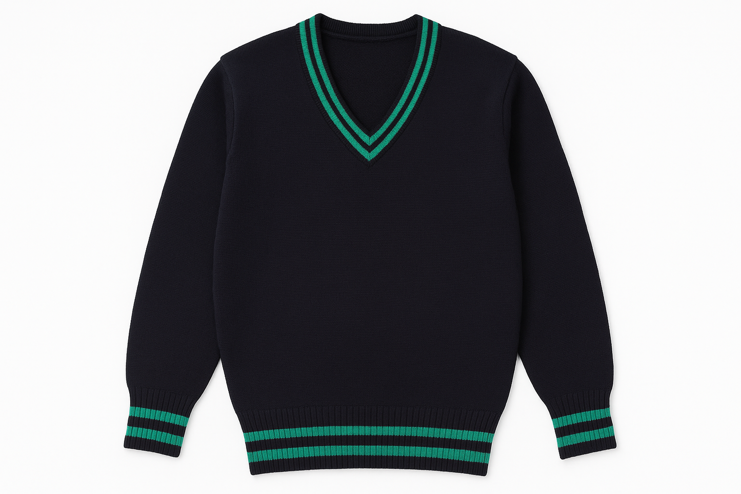 Clean product mockup of navy sweater
