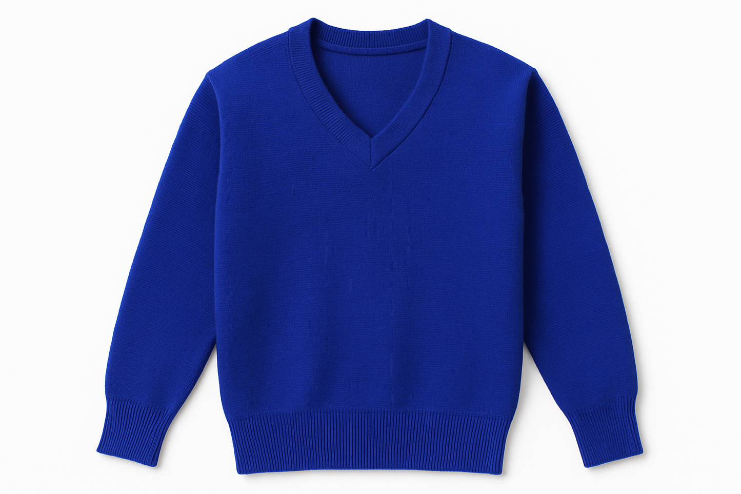 Clean product mockup of solid royal blue sweater