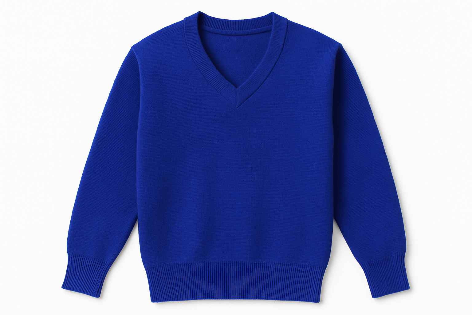 Clean product mockup of solid royal blue sweater