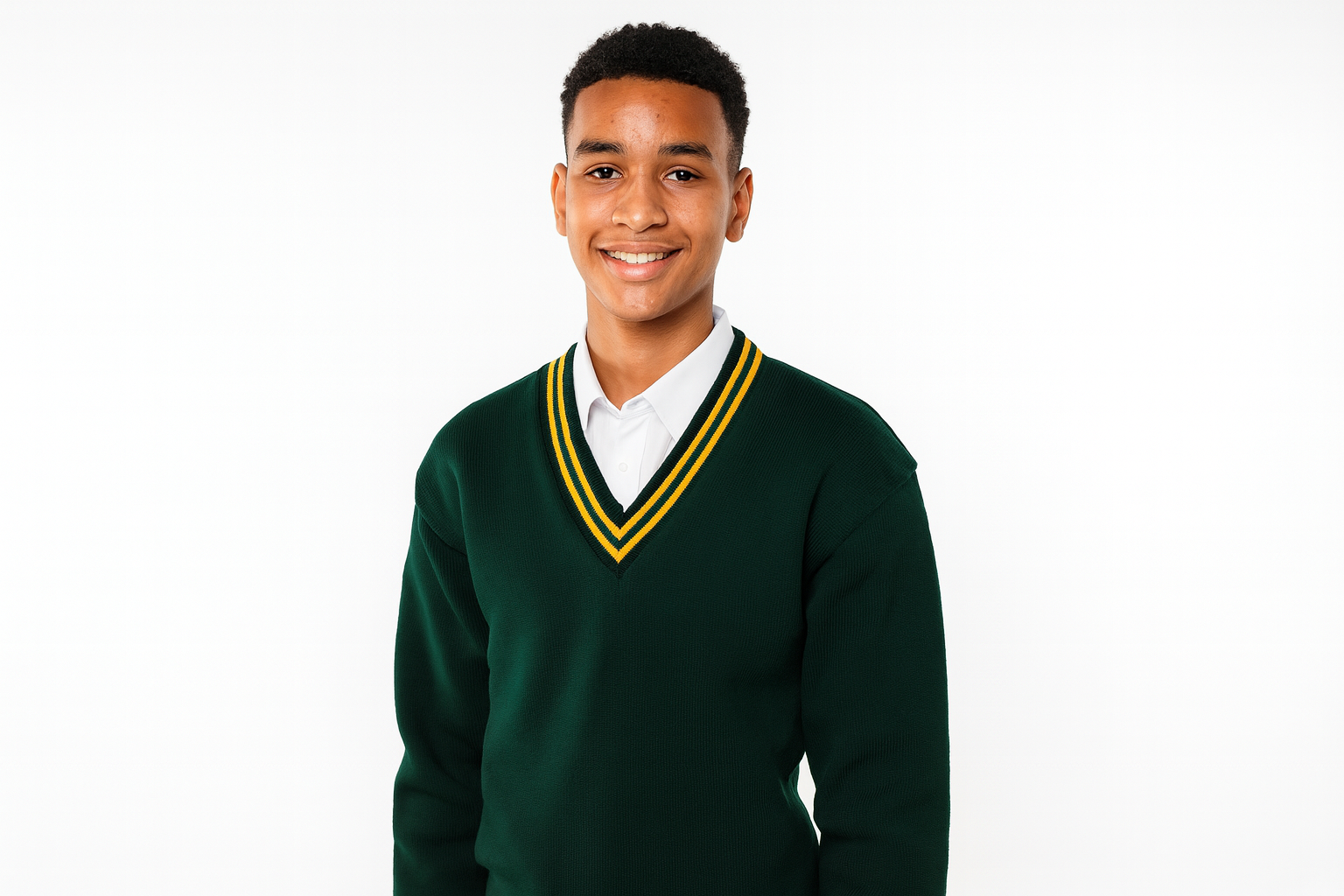 Green Sweater with Gold Trim - Larger Size