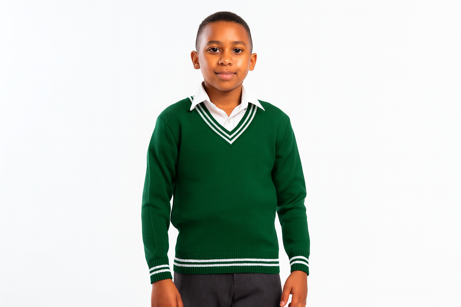 Green Sweater with White Trim - Smaller Size