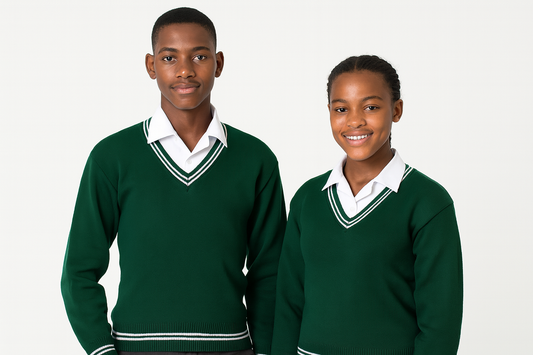 Green Sweater with White Trim - Unisex Appeal