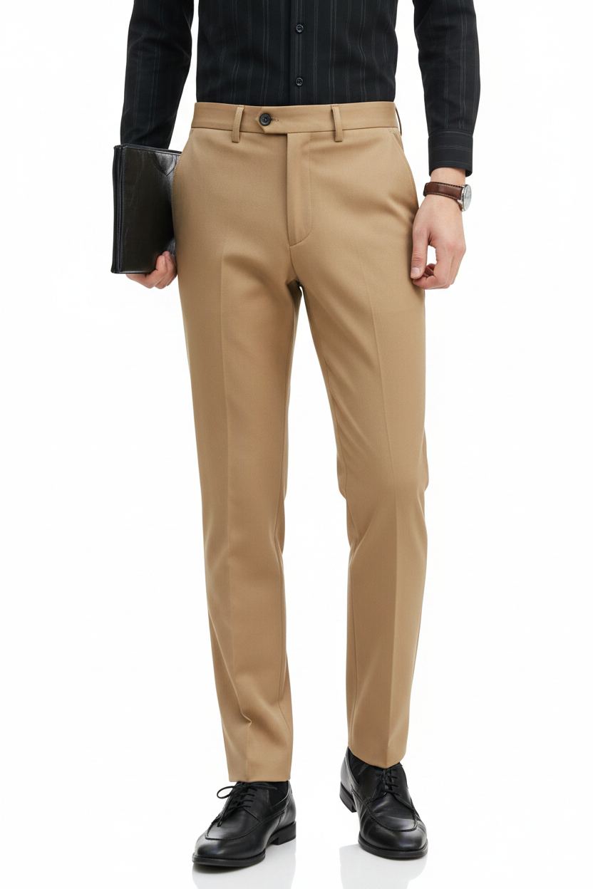 T370 Black Slim-Fit Dress Trousers