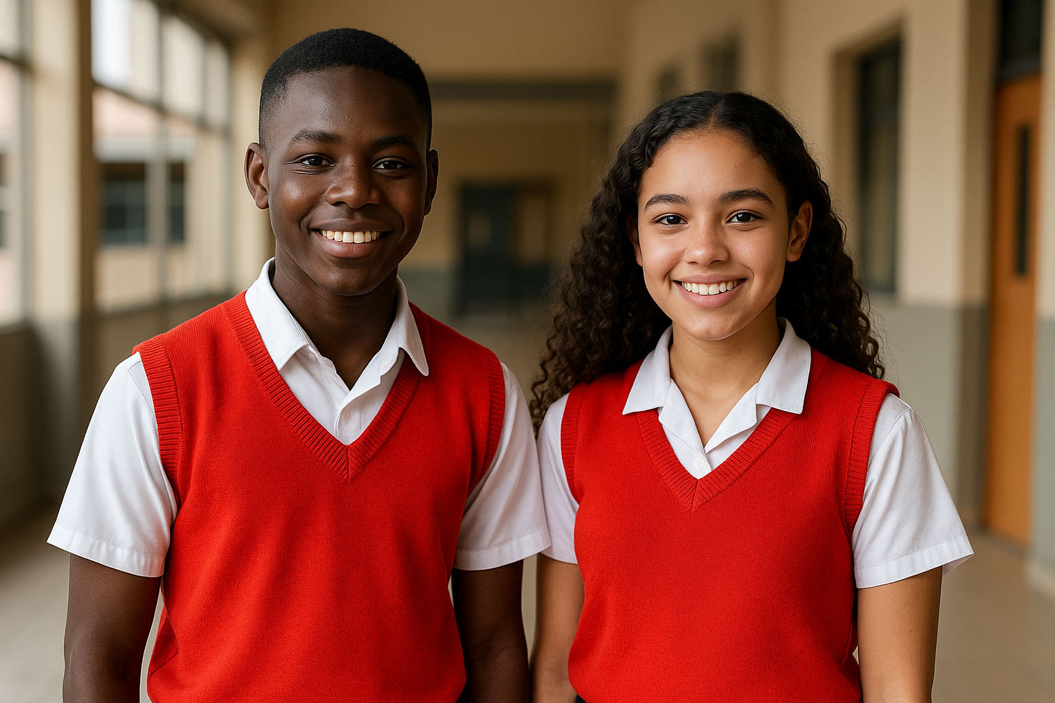 Male and Female Students in School Sweaters