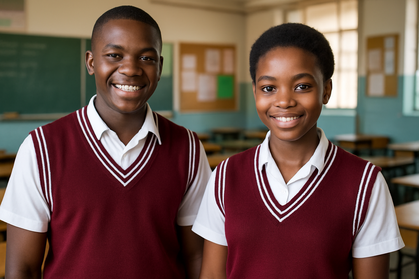 Two South African Students - Maroon with White Trims