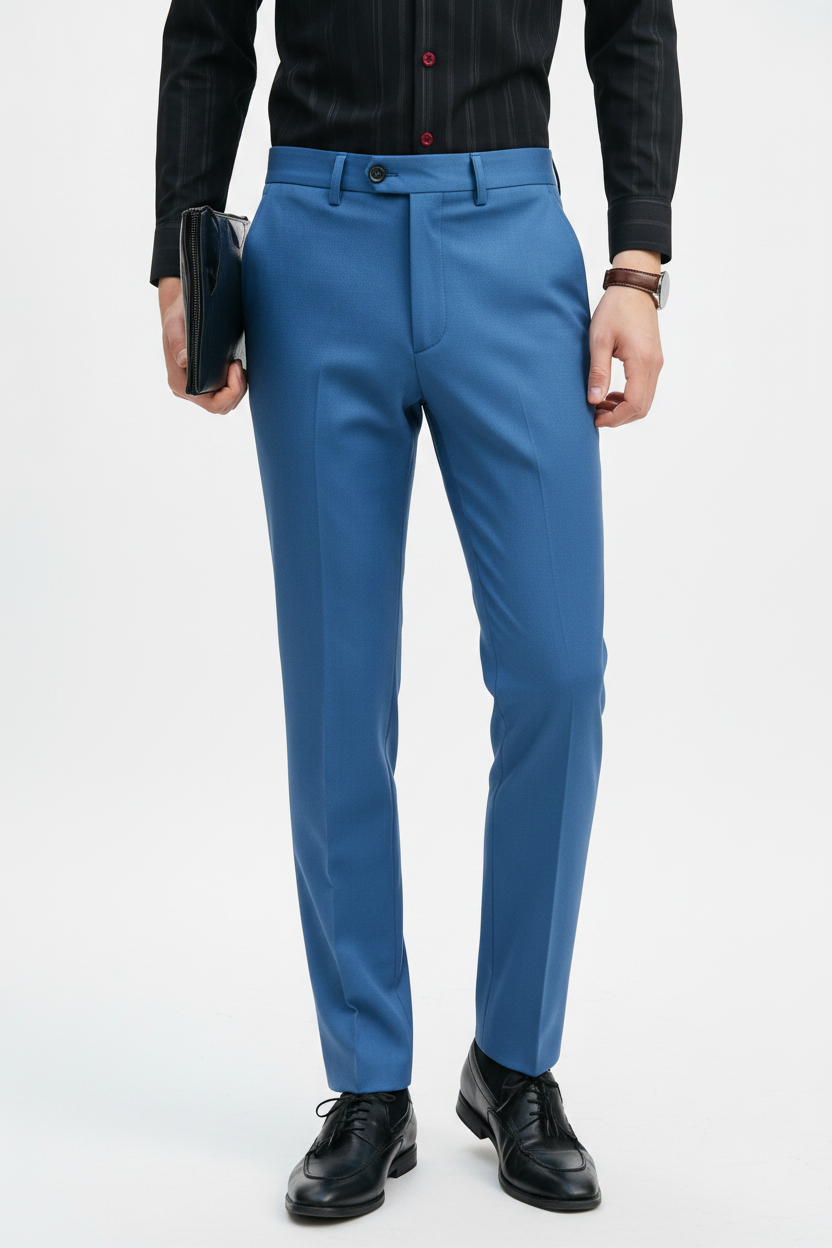 T370 Mint Green Slim-Fit Dress Trousers