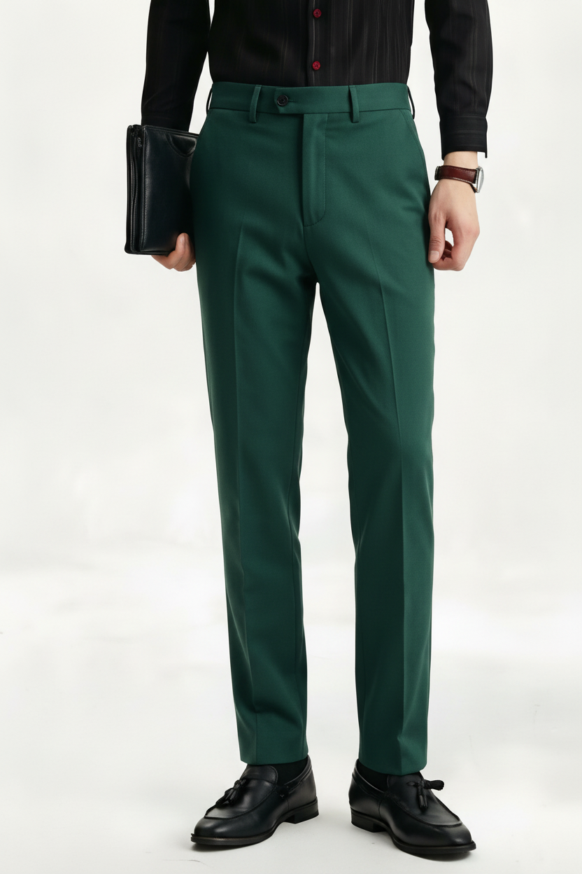 T370 Dark Gray Slim-Fit Dress Trousers
