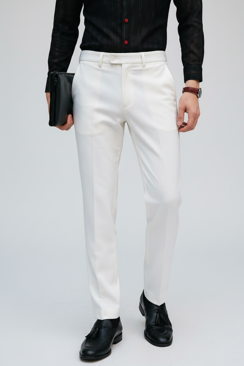 T370 Dark Green Slim-Fit Dress Trousers