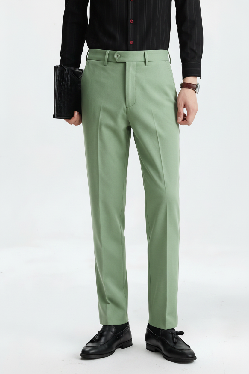T370 Khaki Slim-Fit Dress Trousers
