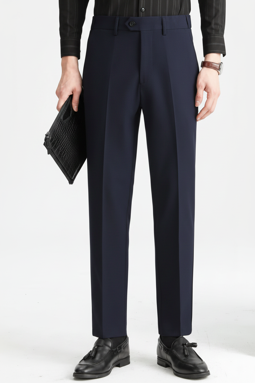 T370 Sky Blue Slim-Fit Dress Trousers