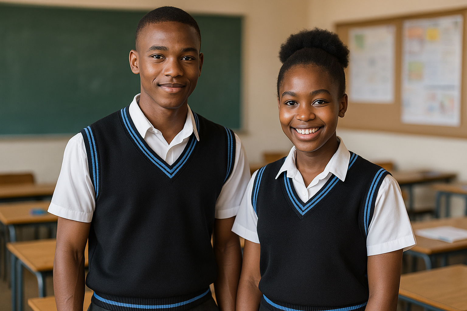 Students wearing sleeveless sweaters
