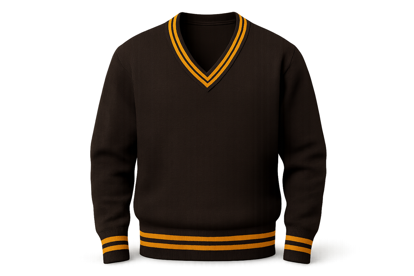Brown sweater with gold trim product mockup