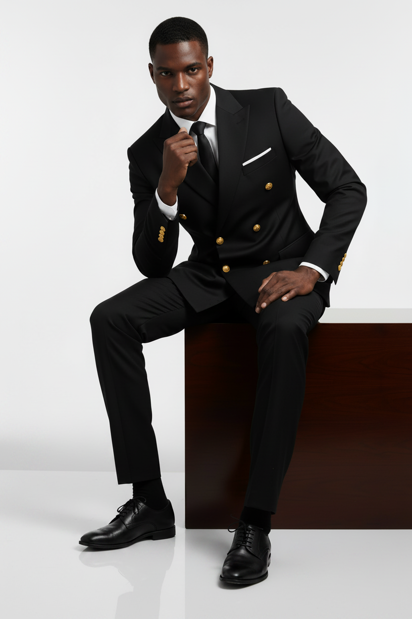 SC26 Black Suit with Gold Buttons