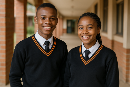 Two students wearing the black sweater